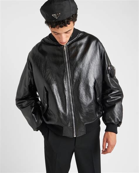 prada bomberjacke drake|Black Nappa Leather Bomber Jacket .